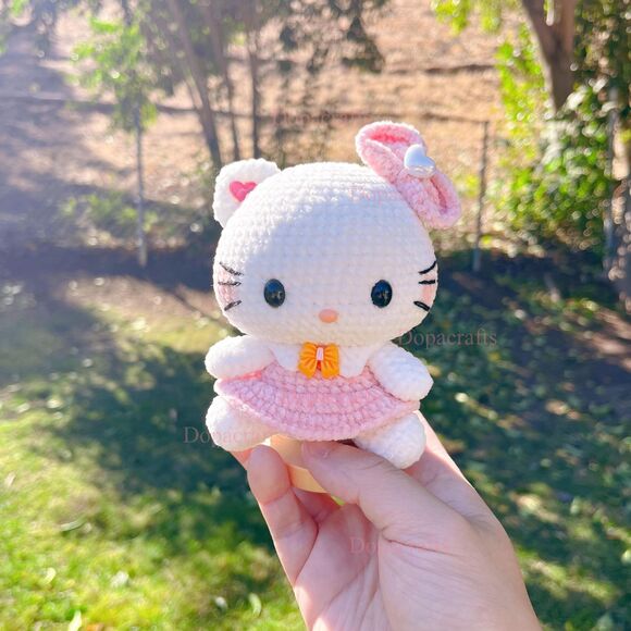 HelloKitty Pink Crochet Doll | Amigurumi HelloKitty Plush | Handmade Sanrio HK - Picture 9 of 9